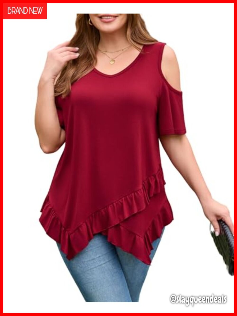 Plus Size Cold Shoulder Tunic Blouse
